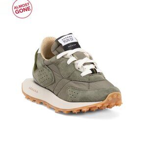 RUN OF Green Made In Italy Suede Fashion Sneakers